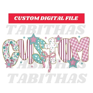 Custom Preppy Floral Alpha PNG, Coquette Preppy Mama Png, Grandma Sublimation PNG Download, Pastel Digital Boho Vintage Hydrangea Stripes