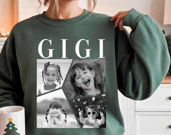 Custom Gigi Sweatshirt, Grandkids Photo Collage Sweater, Christmas Gift For Grandma Mimi Nana,Personalized Memaw Hoodie,Mama Tee-shirt Gifts