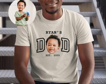 Personalized New Dad Est Shirt Portrait From Photo, Custom Kid's Photo Tee-shirt, Photo Shirt For Grandpa, Father's Day Gift 2025,Papa Gift