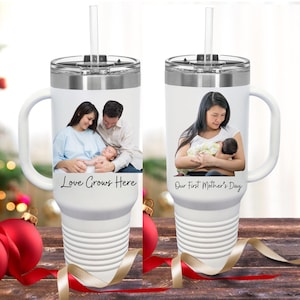 Custom 40oz Tumbler with Photo, Mother's Day Photo Nature Lover Travel Mug, Personalized Father's Day Tumbler with Picture Gift for Grandpa