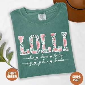 Custom Lolli Comfort Colors Shirt, Lolli T-Shirt, Cute Lolli Tee-Shirt, Gift for Lolli,Personalized Grandma Gift,Grandmother Floral Mimi Tee