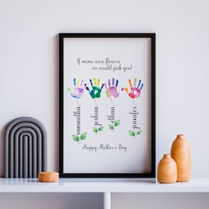 Regalo personalizado para niños para mamá, regalo de huella de mano para el cumpleaños de papá, regalo del Día de la Madre, regalo de artesanía para niñera, regalo de huella de mano de recuerdo de bebé para la abuela
