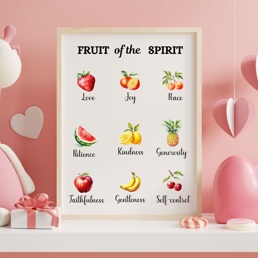 Fruit of the Spirit Art Print Png,vintage Wall Art Decor Jpg, Scripture ...