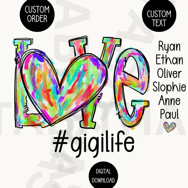 Custom Love Grandma Life Sublimation PNG, Mom With Kids Designs Downloads, Digital PNG Love Sublimation, Love Grandma Custom Digital PNG