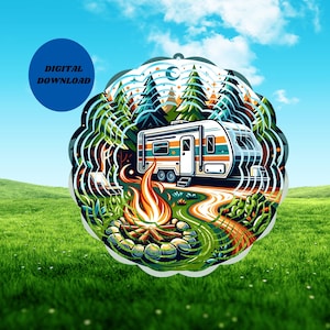 Camping Wind Spinner Diseño de sublimación Png, RV Camping Wind Spinner, Camping Wind Spinner, Descarga instantánea colgante Wind Spinner Jpg Plantilla
