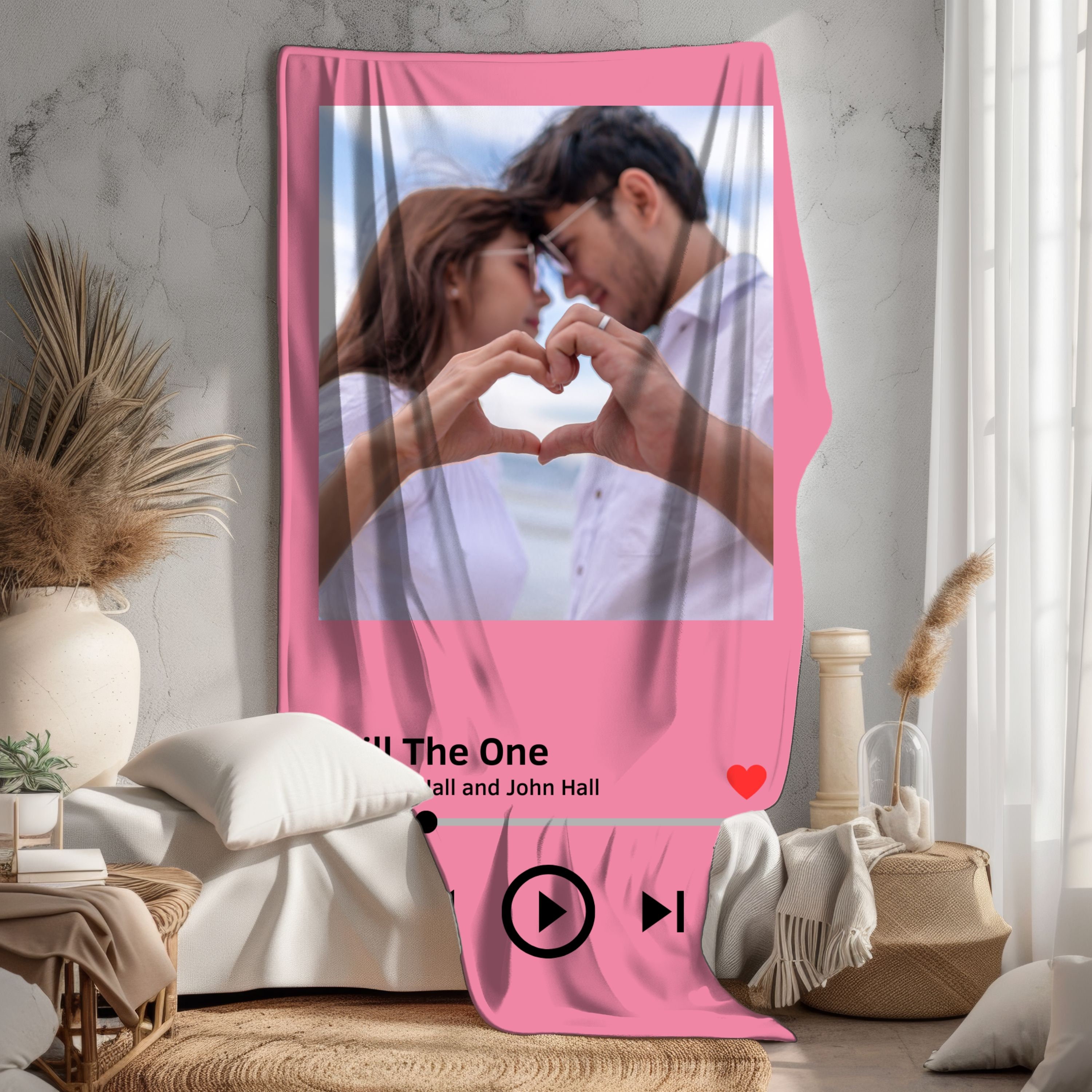 Personalized Music Player Blanket | Custom Anniversary Gift | Blanket With a Photo