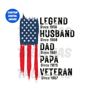Légende personnalisée mari papa grand-père PNG, fête des pères Png, drapeau américain Png, papa américain hommes 4 juillet papa Png sublimation téléchargement numérique