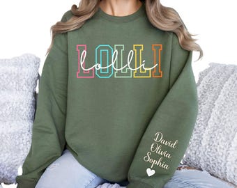 Custom Lolli Kids Names Sweatshirt, Lolli T-Shirt, Cute Lolli Tee-Shirt, Gift for Lolli, Personalized Grandma Hoodie, Grandmother  Mimi Tees