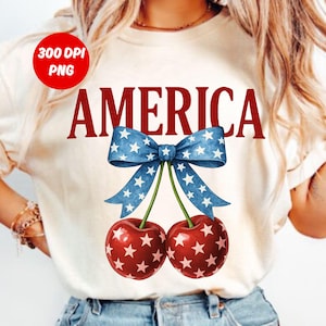 America Cherries png, kersenstrik png, trendy 4 juli png, vrouw 4 juli, Girly America Coquette, VS 1776 4 juli Stars Stripe