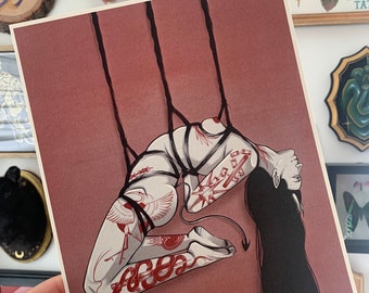 Shibari Tattooed Gal - Grabados - Arte original