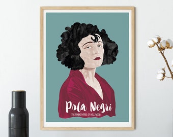 Pola Negri Wall art PRINTABLE Poster of a famous Silent Movies Actress, Portrait of a famous woman as a feminist poster and wall decor.