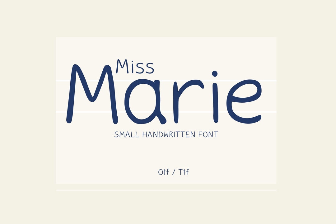 Miss Marie Font, a Simple Handwritten Font, School Font, Canva Font Etsy