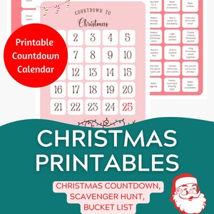 Christmas Countdown Chart for Kids Christmas Countdown Scavenger Hunt ...