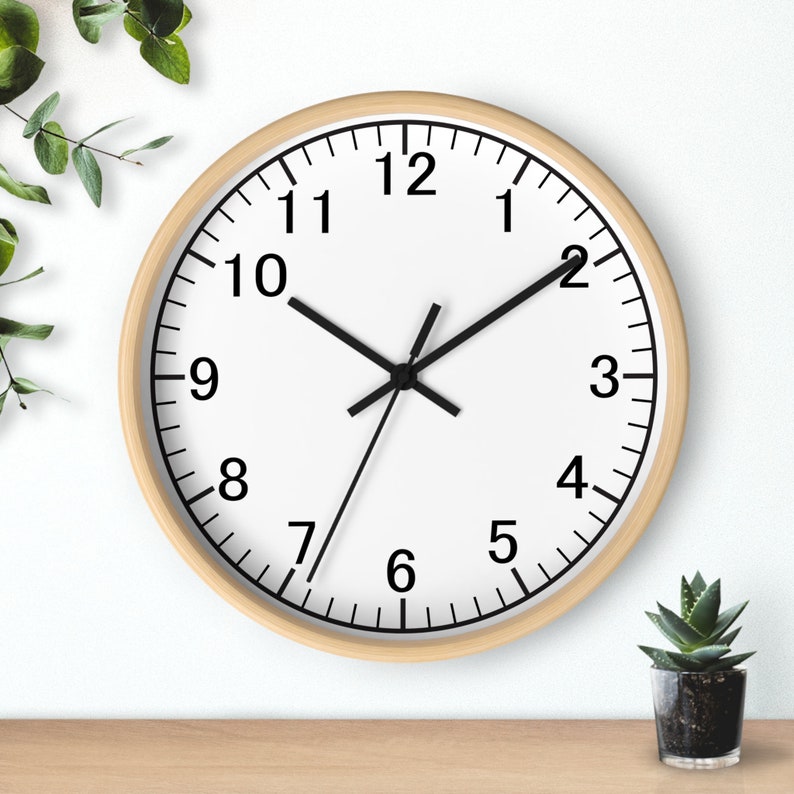 Minimalist Wood Frame Wall Clock: Silent, 10-inch White Face - Etsy