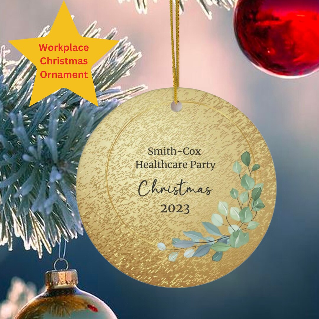 Gold Custom Corporate Christmas Ornaments Elegant Personalized