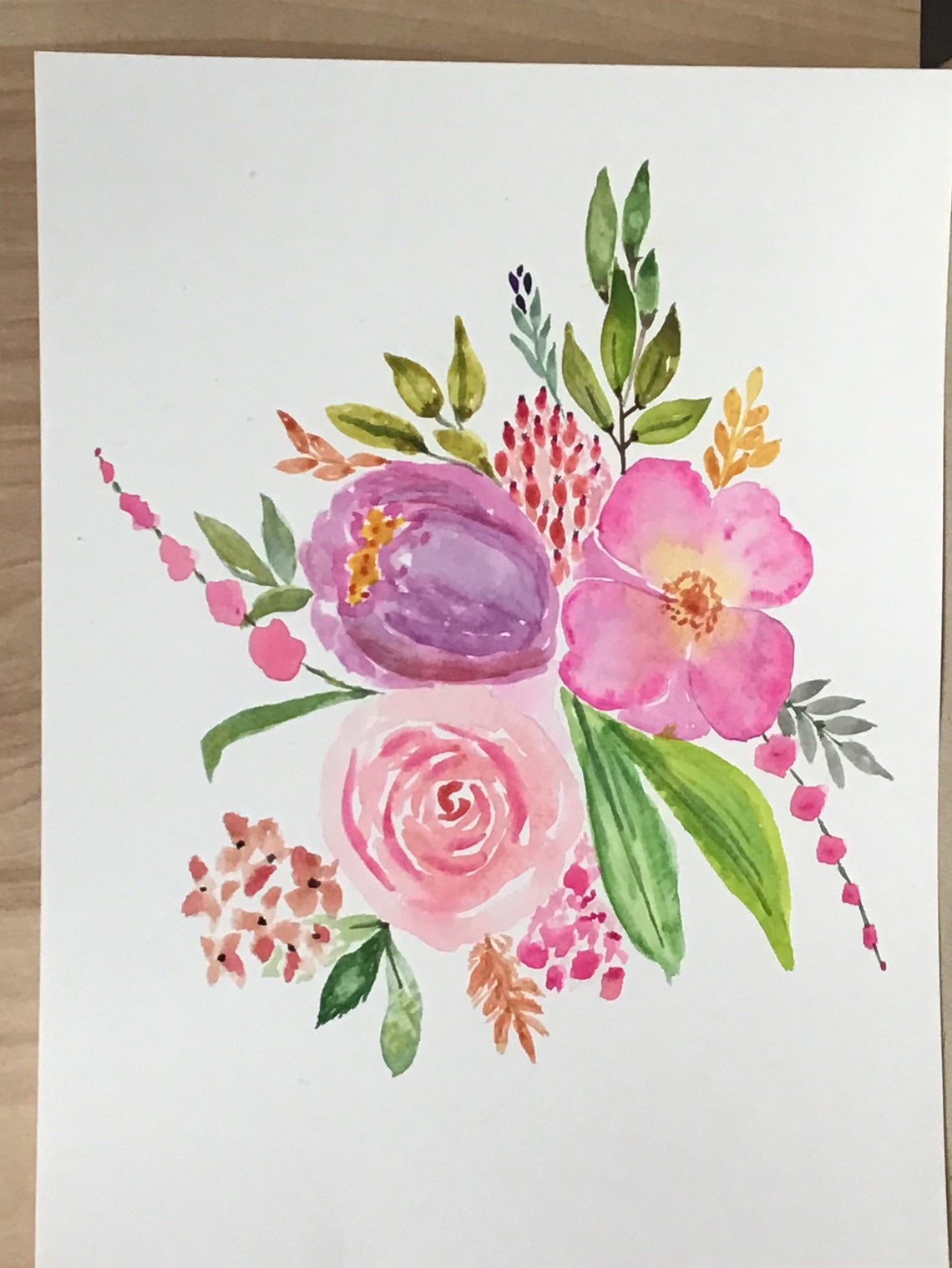 Flower bouquet watercolor painting original painting art | Etsy