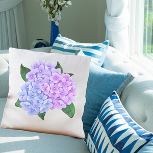 Cojín decorativo con flores de hortensia, suave, fácil de lavar, funda y almohada, estilo abuela costera, regalo para suegra.