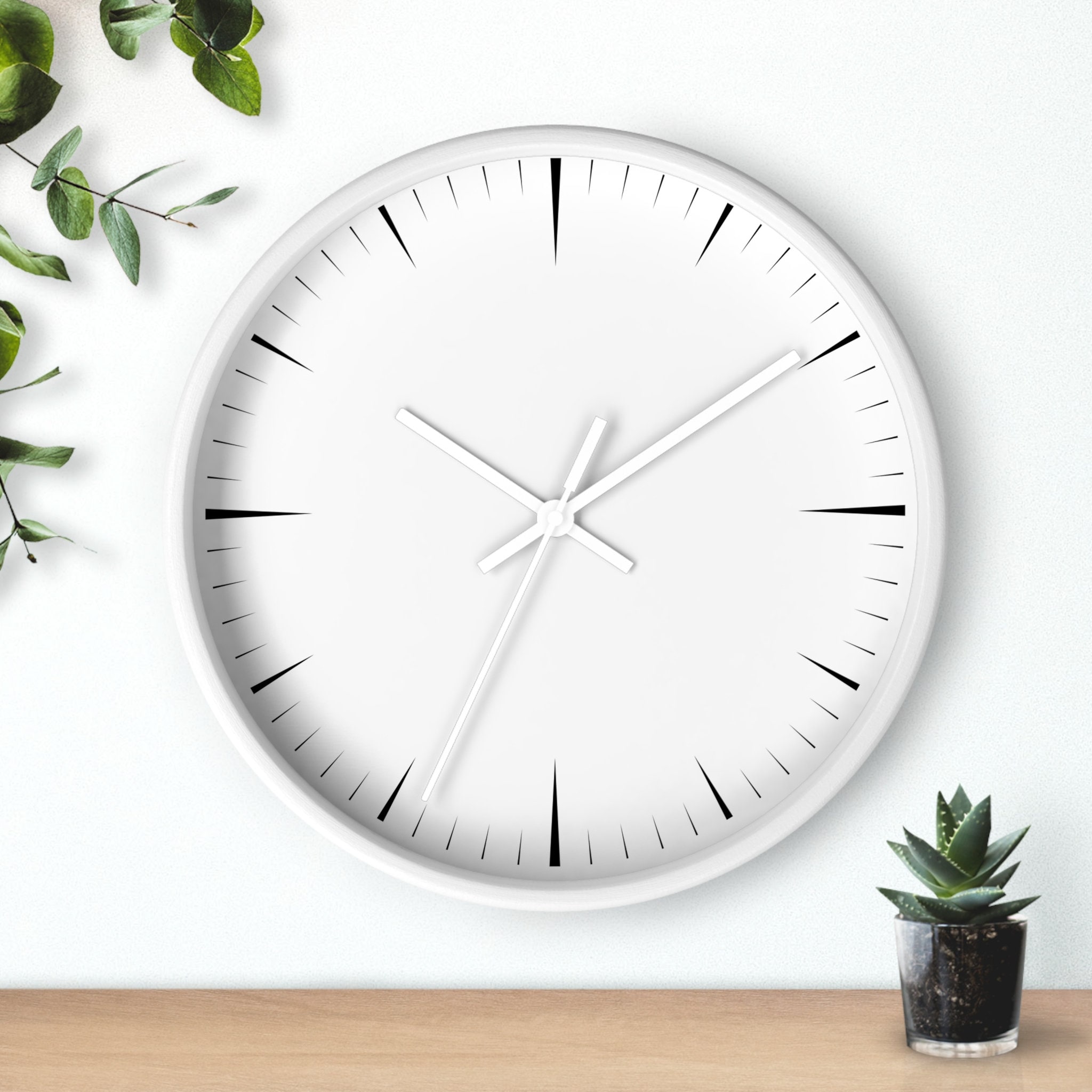 White Wood Frame Wall Clock: 10-inch Silent Minimalist Design - Etsy