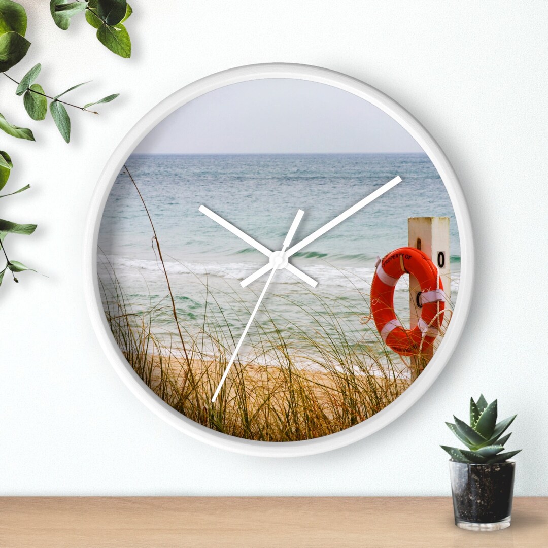 Beach Time Wall Clock With Stunning Coastal Scene, Beach Theme Clock ...