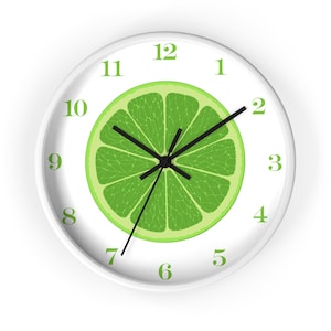 Reloj de pared con rodajas de lima: decoración cítrica para la cocina, 25 cm