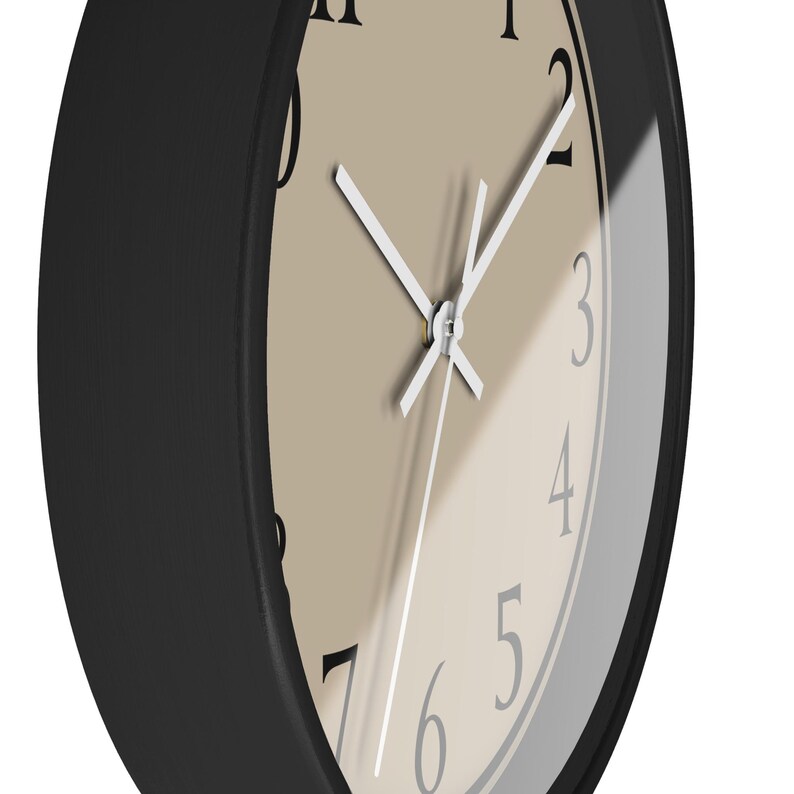 Neutral Clock Display Modern Warm Taupe Neutral Wall Clock, Minimalist Home Decor, Greige ...