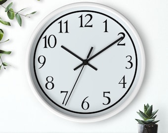 Modern Light Blue Snow Cream Neutral Wall Clock, Minimalist Home Decor, Quiet Wooden Frame Clock, Office Clock, Contemporary Gift Idea, 10"