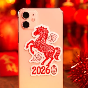 Chinese New Year 2026 sticker, Year of the Horse, Lunar New Year Gift, Born 2014, 2026, Gift sticker, Lunar New Year Stickers