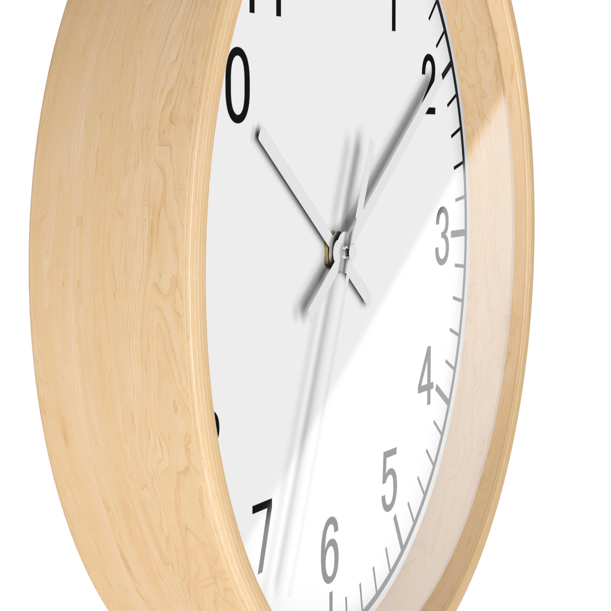 Analog Wall Clock, Wood Frame, Battery Operated With Silent Movement, 10 Inch, White Face Wall
