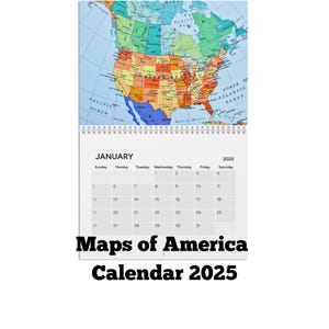 Carte de l'Amérique Calendrier 2025 Calendrier mural Carte de l'Amérique du Nord États-Unis Canada Mexique Continent historique Antiquité Amérique centrale États-Unis Cadeau