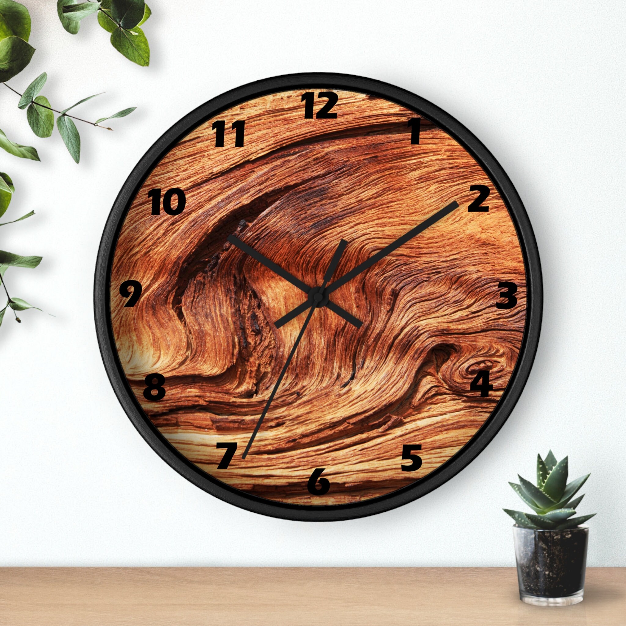 Horloge Murale Ronde En Bois 25 Cm (10 Pouces) - Mouvement Silencieux Sans Tic-tac - Style Vintage - Pour Cuisine, Salon, Chambre