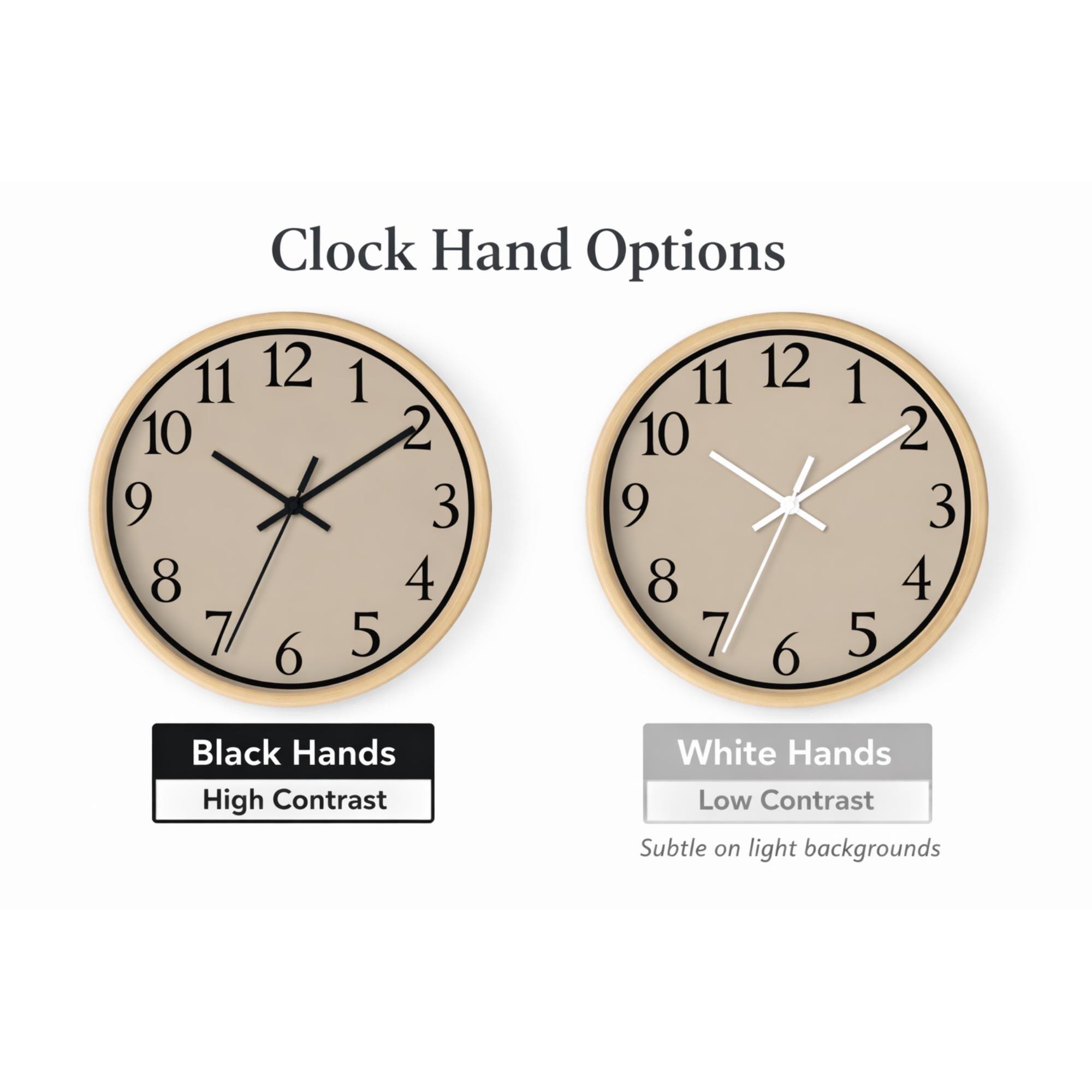 Neutral Clock Display Modern Warm Taupe Neutral Wall Clock, Minimalist Home Decor, Greige ...