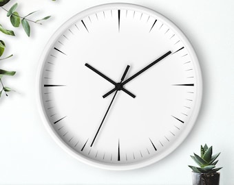 White Wood Frame Wall Clock: 10-inch Silent Minimalist Design