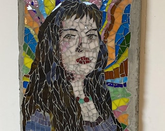 Personalized Glass Mosaic Portrait, Ceramic Mosaic Picture, Custom Art