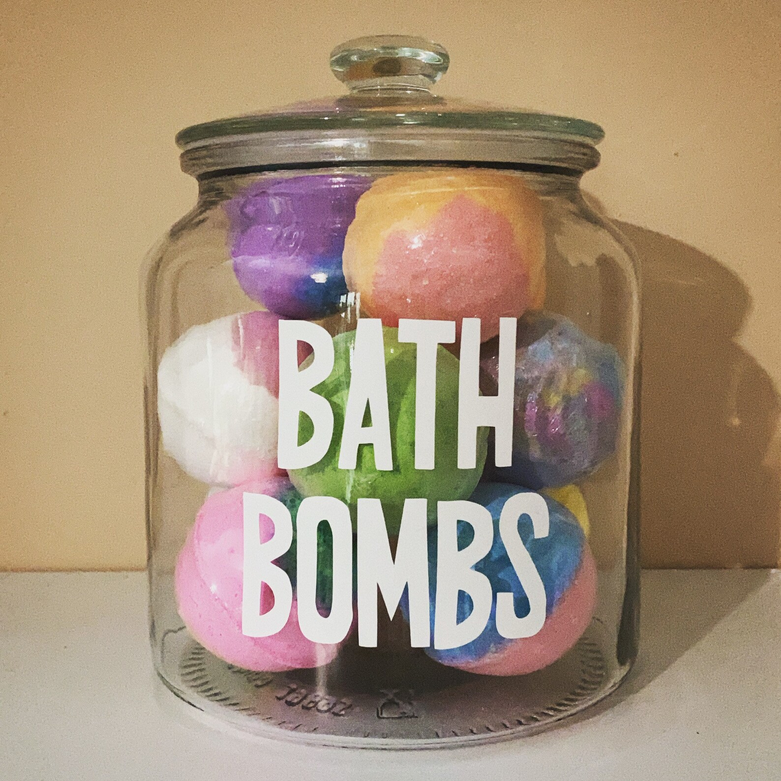 Bath Bomb glass storage jar personalised Etsy