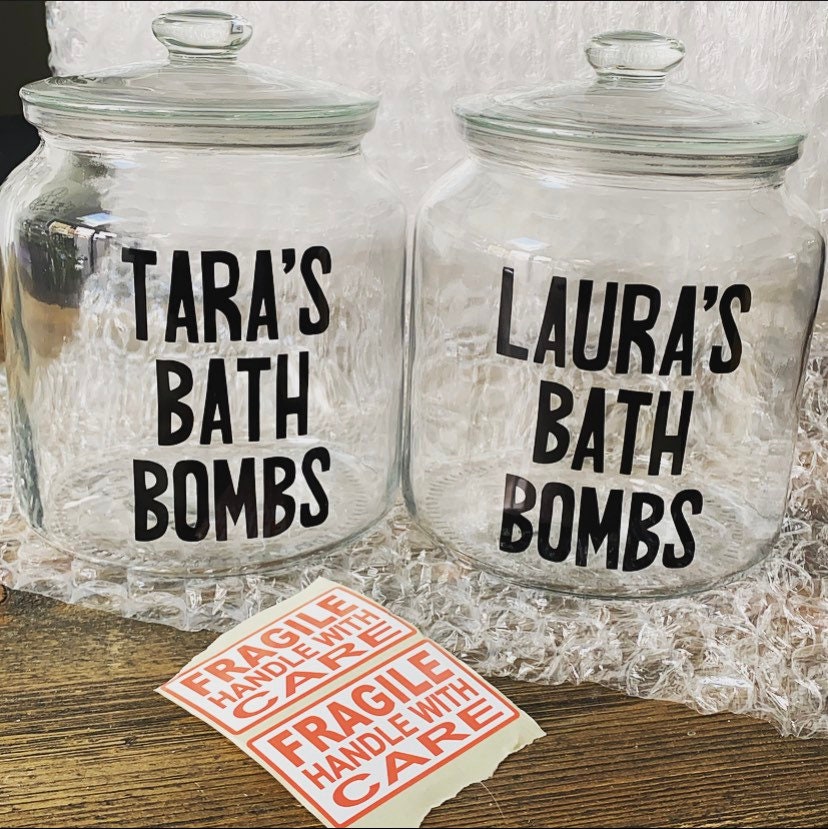 Bath Bomb glass storage jar personalised Etsy