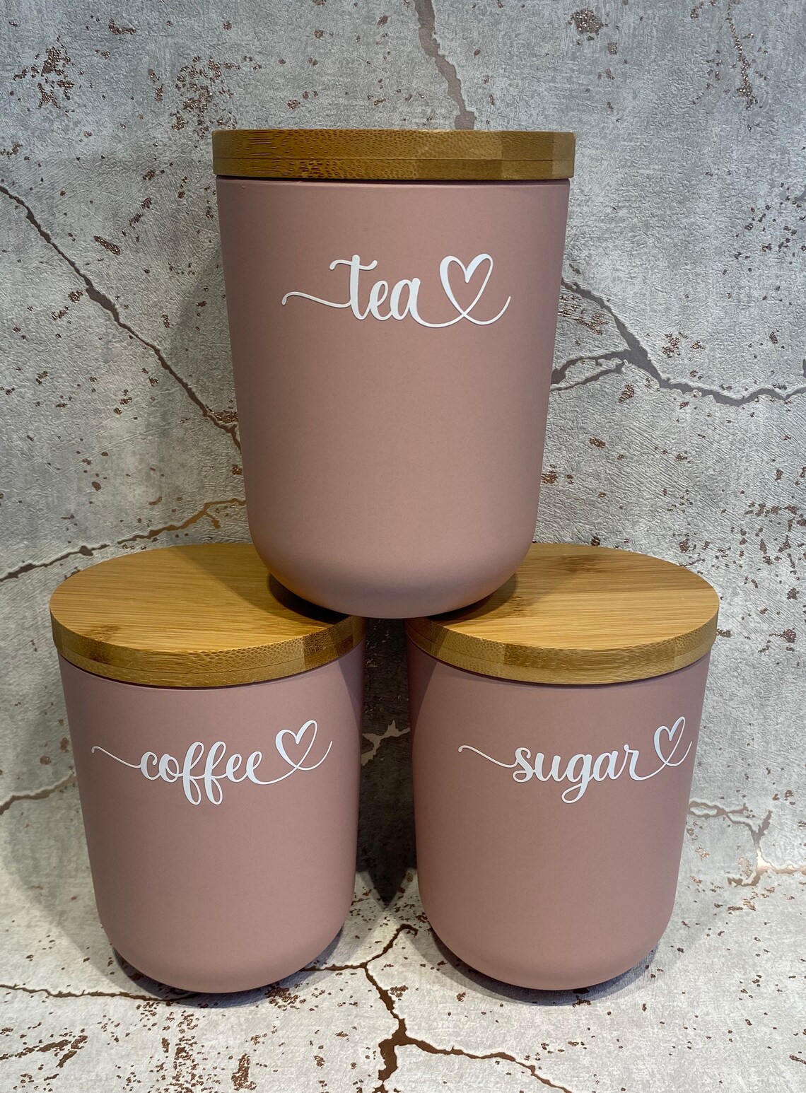 Pink Storage Canisters for tea coffee & sugar made from eco Etsy