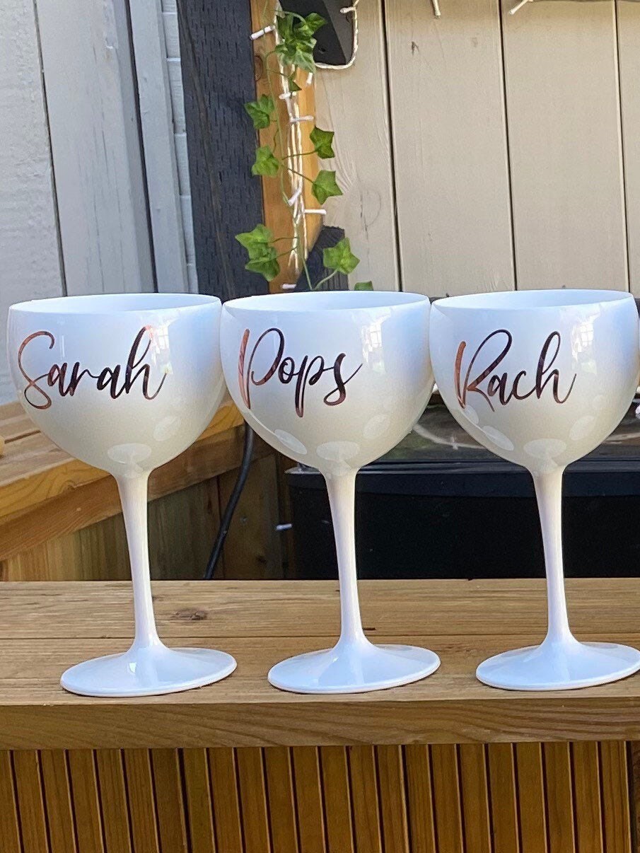 Personalised Gin Glass in White Plastic Polycarbonate Etsy