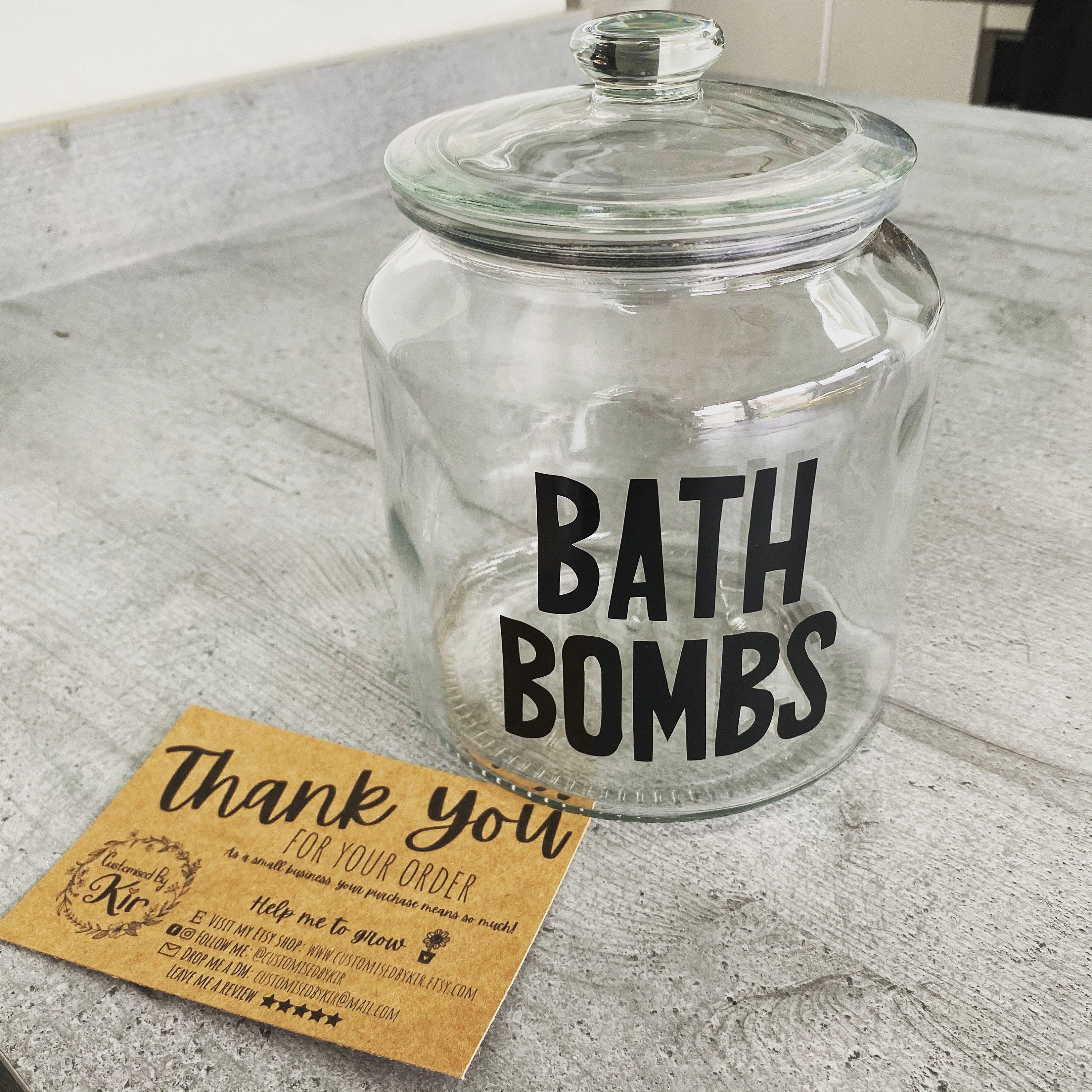 Bath Bomb glass storage jar personalised Etsy