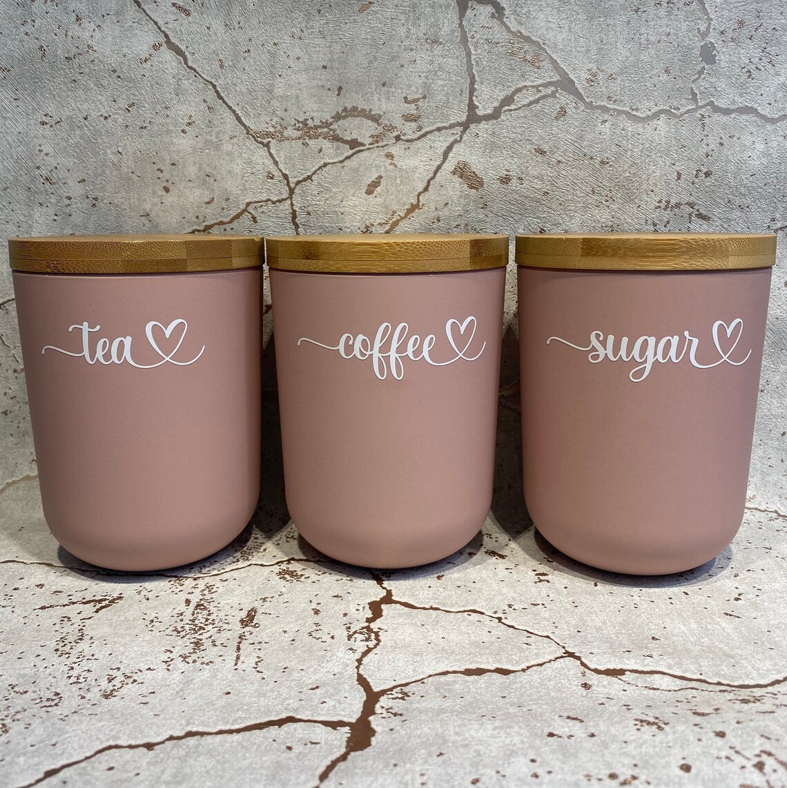 Pink Storage Canisters for tea coffee & sugar made from eco Etsy