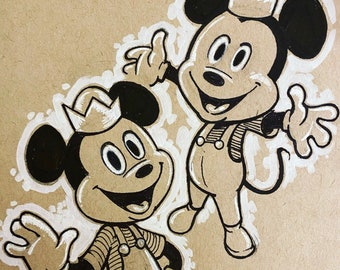 Morty and Ferdie Fieldmouse - original pen and ink sketch