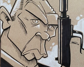 James Bond - original pen and ink sketch