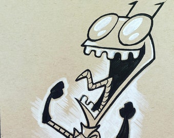 Invader Zim - original pen and ink sketch