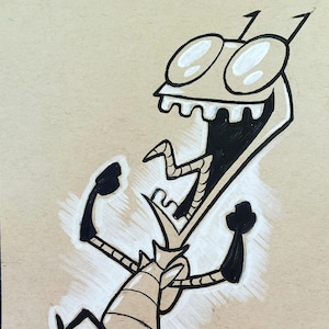 Invader Zim - original pen and ink sketch