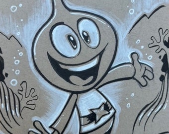 All Star from The Snorks - original pen and ink sketch