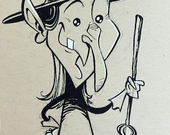 Witch- original pen and ink sketch
