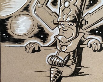 GALACTUS in the break room - original pen and ink sketch