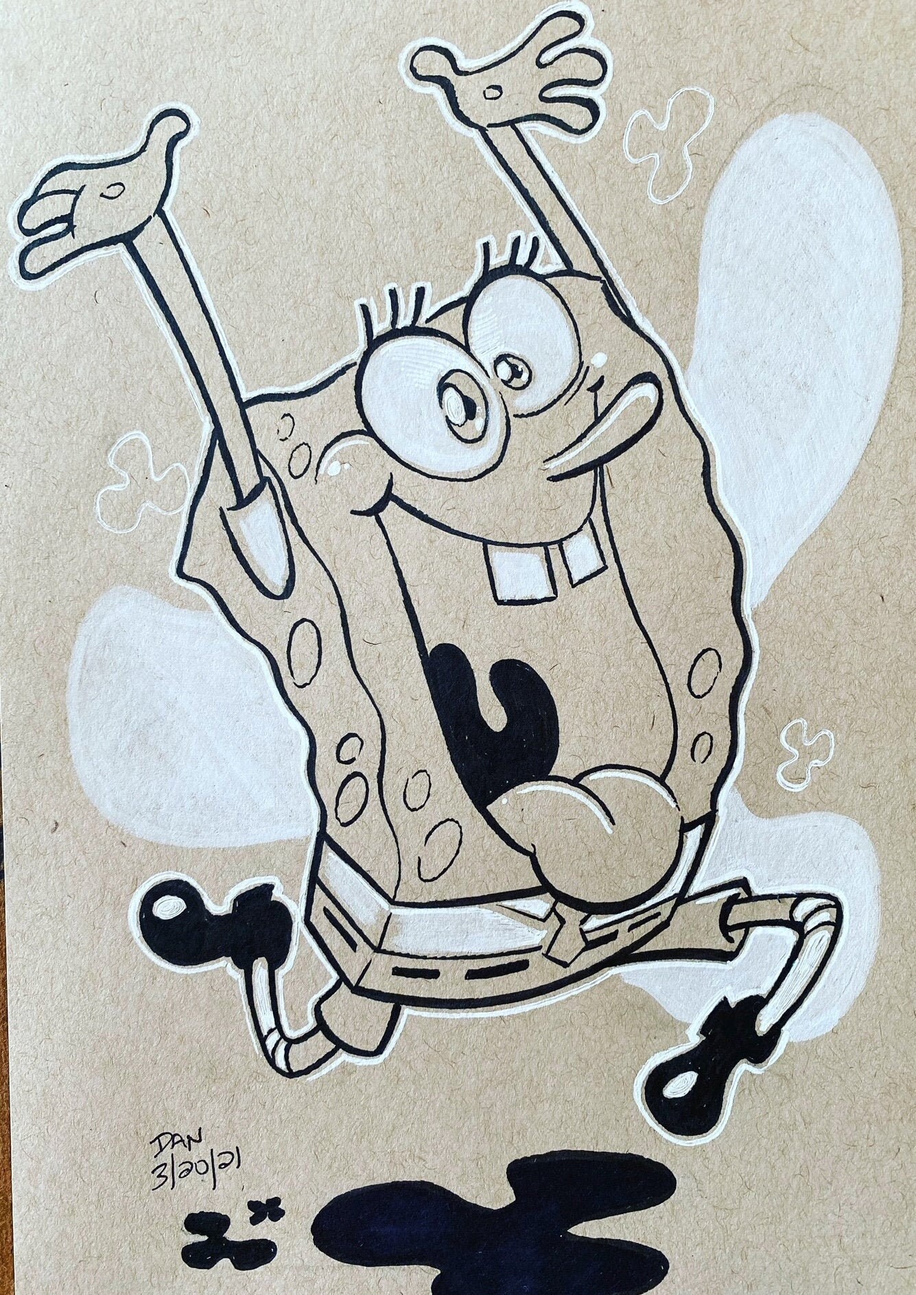 Spongebob Squarepants original pen and ink sketch | Etsy