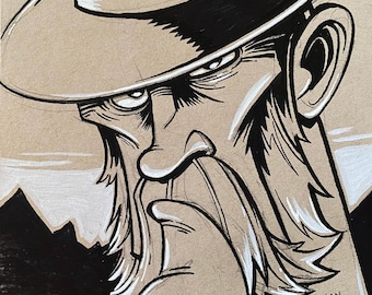 Cowboy - original pen and ink sketch