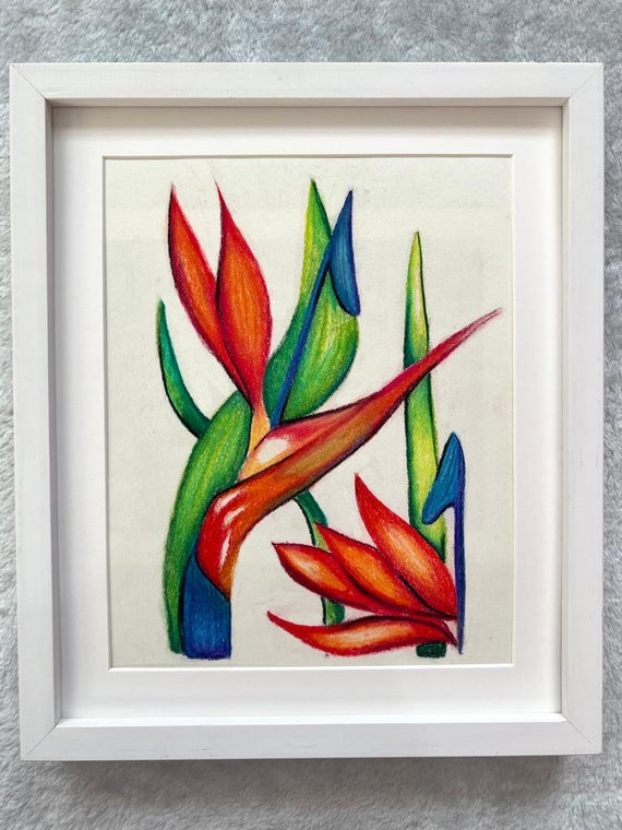 Original Chalk Pastel Pencil Painting, Handmade, Signed, Genuine