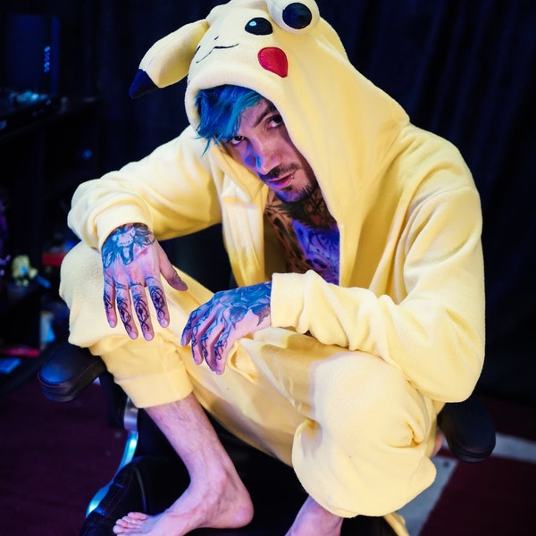 Picachu kigurumi, pokemon adult costume, onesie, pajama adult costume,